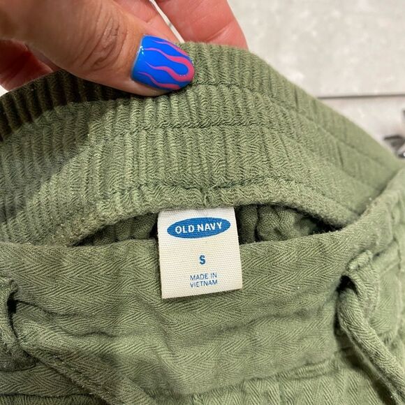 OLD NAVY army green cropped utility pants drawstring waist S - Picture 3 of 7